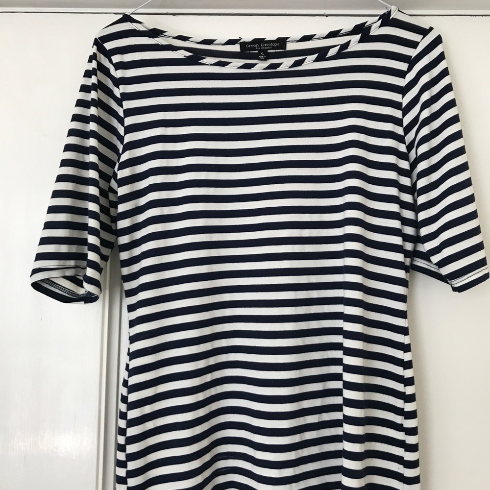 Bateau boat neck striped 3/4 sleeve top